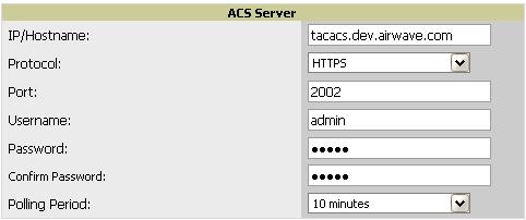 ACS Integration (Optional) The OV3600 Setup ACS page allows OV3600 to poll one or more Cisco ACS servers for wireless username information.