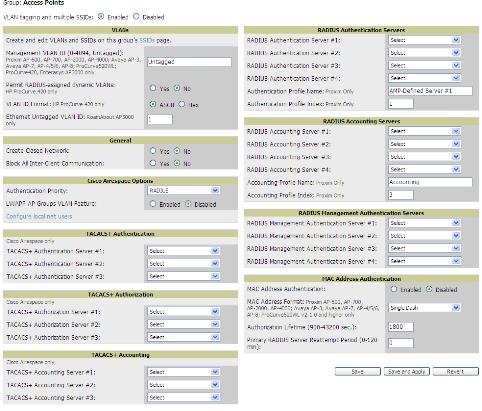 Configuring Group Security Settings The Groups Security page allows you to specify critical security policies for APs in the Group.