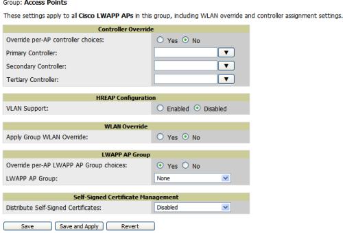 Configuring LWAPP AP Settings Navigate to the Groups LWAPP AP Settings page to configure LWAPP AP specific settings.