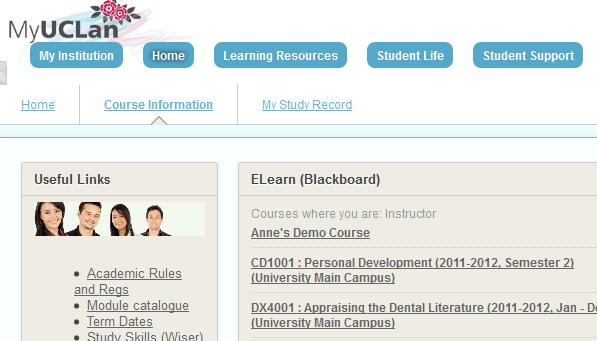The majority of on-line learning will be delivered on Blackboard wil from September 2012, but you may be finishing off some courses that are on WebCT.