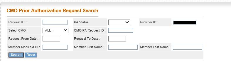 Provider Workspace CMO PA Functions Submit a Change Request Click on the