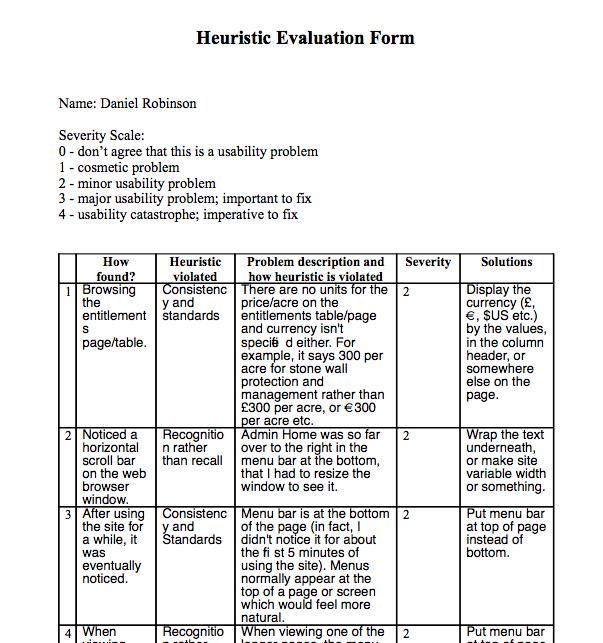 Example: outcome evaluation form!