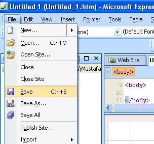 3. 4. 5. LESSON 7:- MS Expression Web Save or change the name of the website: -Saving Your New Added Web Page: 1. Open the menu "File. 2.