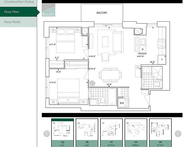 Selected floor plan Available floor plans for 2- bedroom units Floor