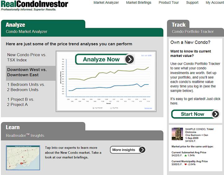RealCondoInvestor The RealCondoInvestor website, accessed through your RealNet login session, provides detailed analyses of all high rise developments in the GTA.