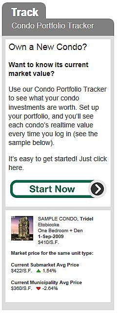 Condo Portfolio Tracker The third tool found in RealCondoInvestor is the Condo Portfolio Tracker. REALTORS can sponsor their clients to access this tool to enter their own investments and track them.