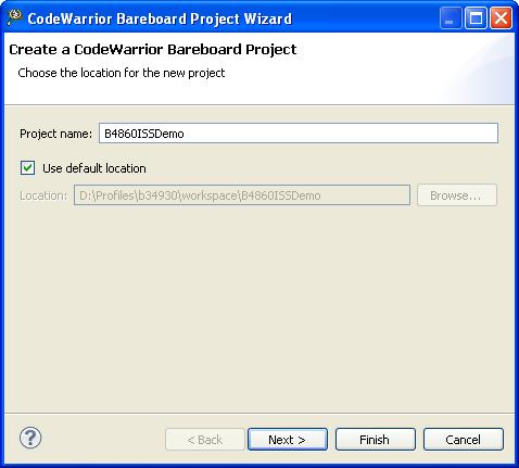 Create a CodeWarrior Bareboard Project Page c. Click Next. The Processor page appears. d.
