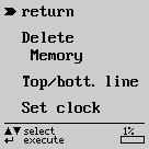 The menu item "Return" causes a return to the LC display presented prior to activating the SI module.