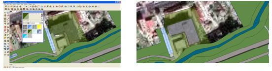 3D modeling stages of UASVM Cluj-Napoca campus using the Google Earth - SketchUp - 3D Warehouse are: 1. Import of the topographic plan (DWG format) in SketchUp. 2.