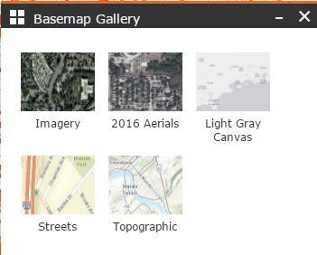 Basemap Dialog Button Provides different background maps available.