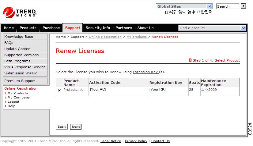 STEP 5 Click Renew Product.
