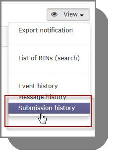 epic User Manual for Industry 47 and select Submission history from the View drop-down menu in the upper-right corner (Figure 51). Figure 51: Link to "Submission history" 10.