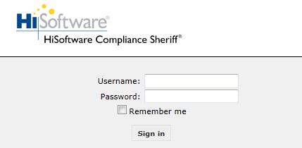 Figure 1 Compliance Sheriff Login Page Using Compliance Sheriff The Compliance Sheriff interface consists of a horizontal menu bar with tabs for various functions (see Figure 2).
