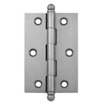 725 brass butt hinge 1 3/4 x 2 1/2 barrel 1/4 thickness 3/32 removable pin, with finial #42.726 2 x2 #42.