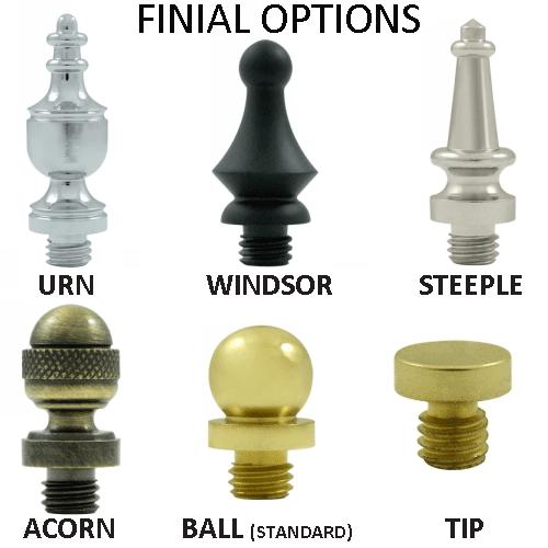 Finials for Brass Butt Hinges for Cabinet Doors Page 4-2-7-0 Finial options for