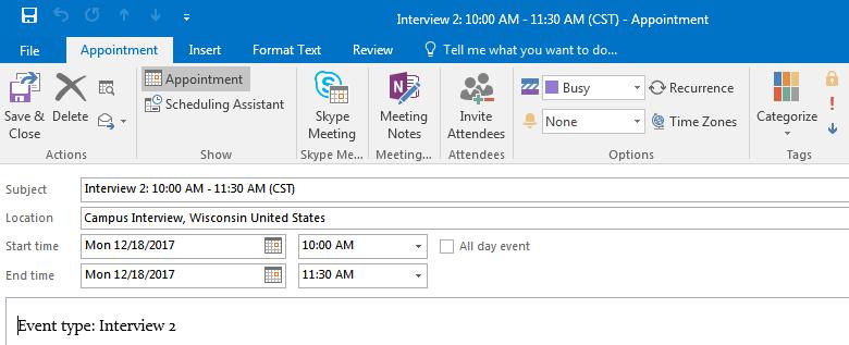 3. To add the booking to your Outlook calendar, click on the Calendar icon. 4. The appointment typically will download to the taskbar at the bottom of your browser window.
