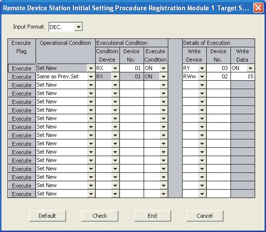8 FUNCTIONS 9) Details of execution "Write Data" Set the contents of the initial settings.