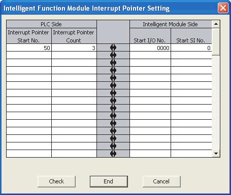 8 FUNCTIONS 4) "Start SI No." on the intelligent module side Set the smallest number for intelligent function module interrupt pointers specified in "Interrupt (SI) No.