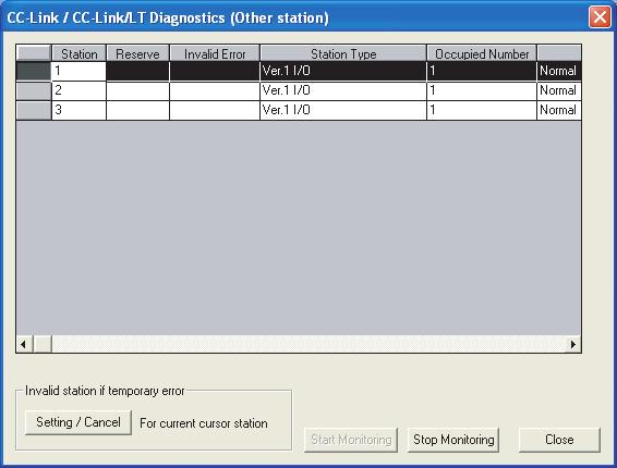 APPENDIXES (4) Operating procedure of the host monitoring [Diagnostics] [CC-Link / CC-Link/LT diagnostics] 1) Select "CC-Link" for "Module Setting".