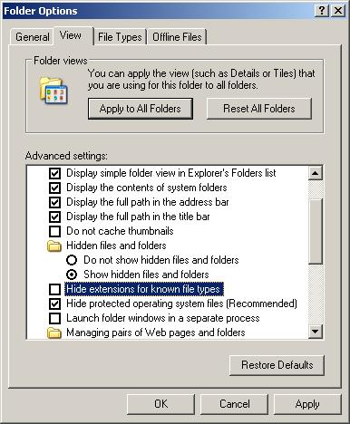 This can be set through the Tools >Folder Options >View