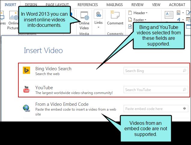 Word Feature Result After Import Videos If you import a Word document that contains a direct link to a video, it is now brought into the Flare project.