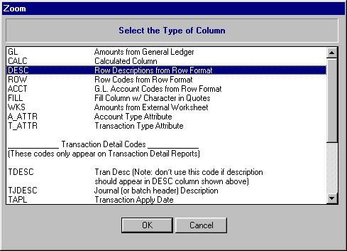 The text in the heading cell can be left- or right-justified or centreed (default). Text that is spread across several columns is automatically centreed across the columns indicated in the spread.