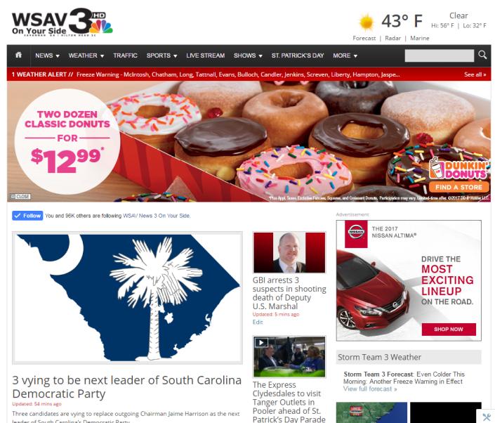 W S AV. C O M N E T W O R K M O B I L E B Deliver Results with WSAV.com WSAV.com network banner ads achieve an average.25% clickthrough-rate. This is more than FOUR TIMES the national average (.