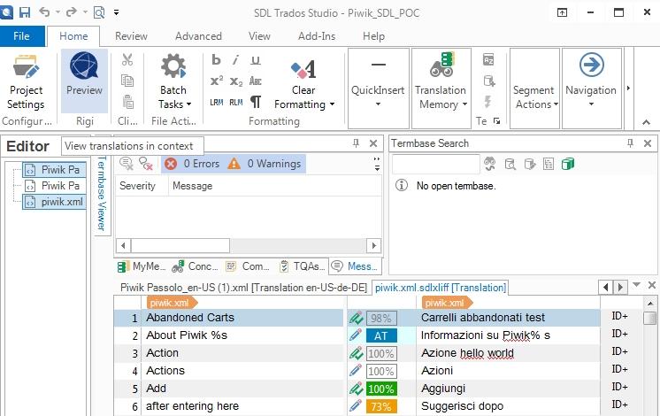Translate This section explains how to translate the software strings in SDL Trados Studio using the Rigi interactive previews. 1.