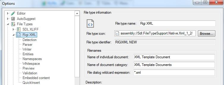 Install the XML filter The Rigi XML filter settings