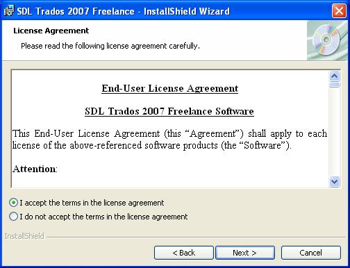 Installing SDL Trados 2007 Suite - Freelance 4 7 After a few minutes, when the other components have been installed, the Welcome page of the SDL