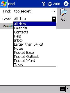 Finding and Organizing Information The Find feature on your Pocket PC Phone helps you quickly locate information. On the menu, tap Find.