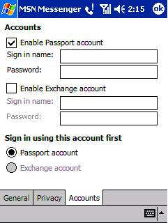 Setting Up An Account Before you can connect, you must enter Passport or Exchange account information. To set up an account and sign in: 1. In the Tools menu, tap Options. 2.