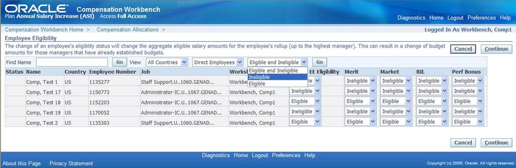 2 NOTE: All of your eligible and ineligible employees are listed on the page. You must run a query to view only those employees that are ineligible.