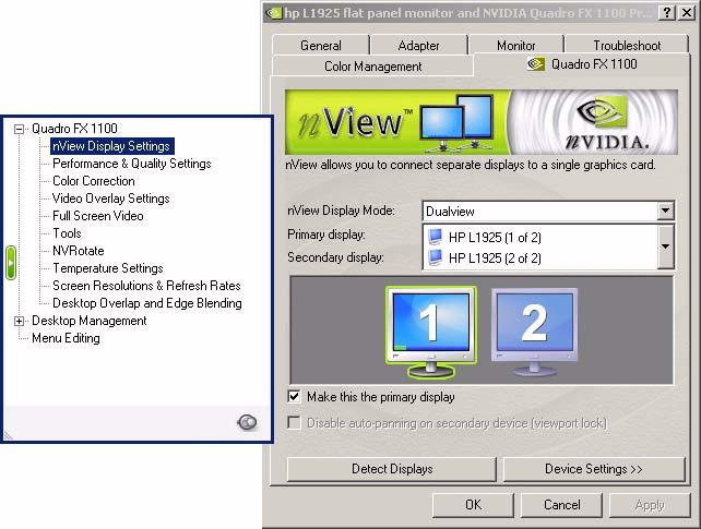 Notes on Using Boris Red The nview window appears. 1. On the left side of the window, select nview Display Settings. 2.