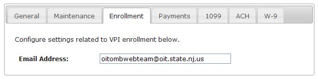 ENROLLMENT TAB The Enrollment tab contains settings related to vendor enrollment.