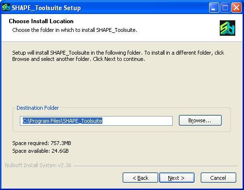 Figure 2 Installation Destination Dialogue. The installer will unzip all the content to the chosen folder and configure the tools.