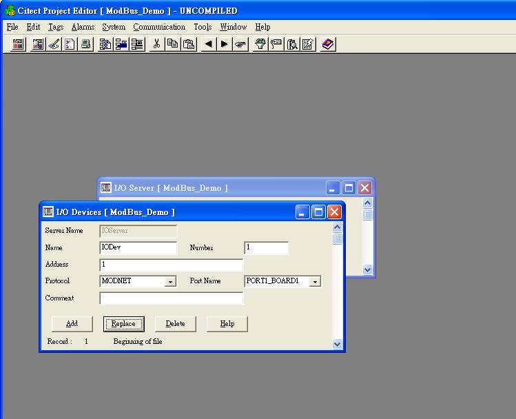 project in Citect Project Editor. 2.7.