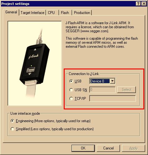 17 Before downloading the configuration (project) and program data (data file) to Flasher ARM, the connection type (USB/IP) needs to be selected in the project.