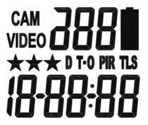 LCD Display CAM : Indicates the camera is in still image mode. VIDEO : Indicates the camera is in video mode. : Indicates the camera is in burst mode or video length mode.