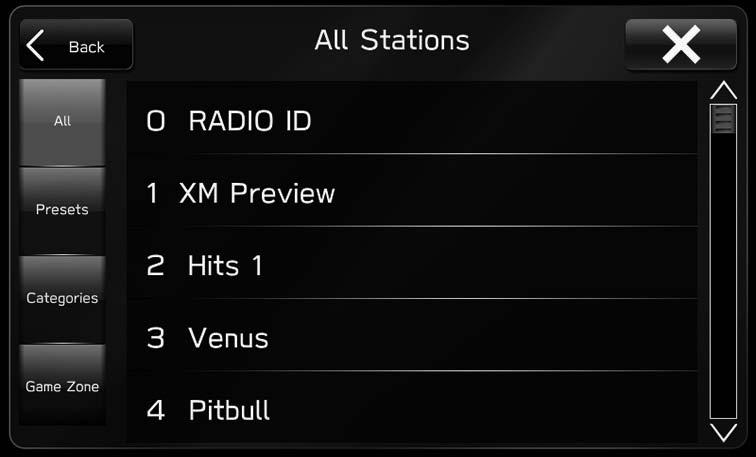 RADIO OPERATION SELECTING A CHANNEL FROM THE LIST Page 1. Select (Browse). 2. Select the desired list, and then select the desired channel.