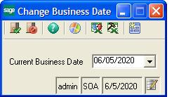 System Configuration and Management Procedure To change the business date, do either of the following in the Desktop: Select File menu > Change Business Date.