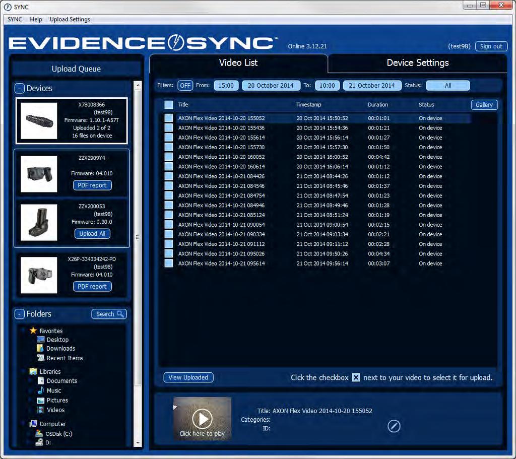 Chapter 11: Connecting Multiple TASER Devices to EVIDENCE Sync If your hardware allows it, you can connect multiple TASER devices to EVIDENCE Sync at once.