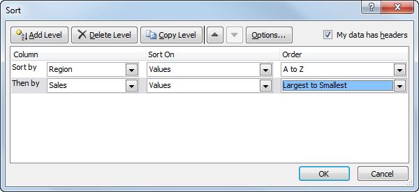 Working with Data Ranges Sorting by Multiple Columns If you want to sort by more than one column, you need to use a custom sort.