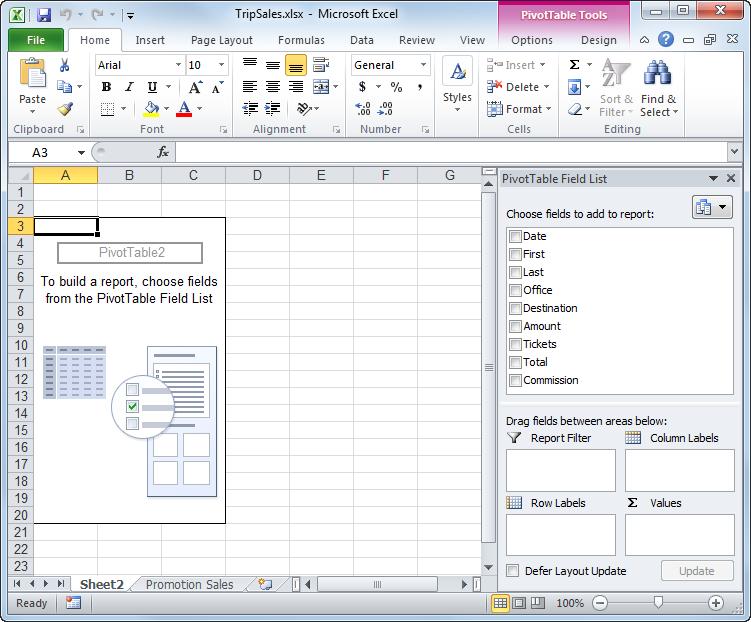 Other Ways to Create a PivotTable: Select a cell in a table, click the Design tab on the Ribbon, and click the Summarize with Pivot button in the Tools group. 2.