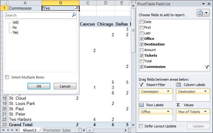 A list sorting and filtering options appears. The bottom area of the list displays criteria by which you can filter.