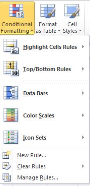 Conditional Formatting To help make the data easier to read, you can apply different conditional formatting options to a block of data.