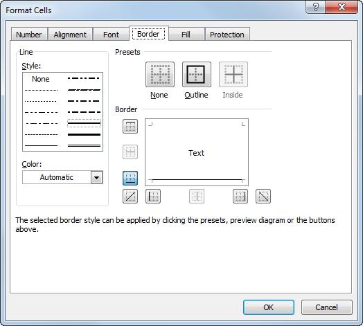 Click the Home tab on the Ribbon and click the Border list arrow in the Font group. A list of borders you can add to the selected cell(s) appears.
