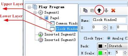 Suppose a common window and a clock window is added to a page at the same position of (0, 0, 200, 200).