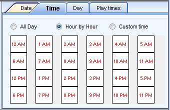 b) Click "TIME" to set the play time of List, available options are All day, point-in-point