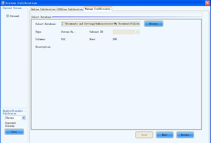Browse Fig. 7-60 Upload coefficients step1 Click this button to select the calibration coefficients database file to be uploaded.